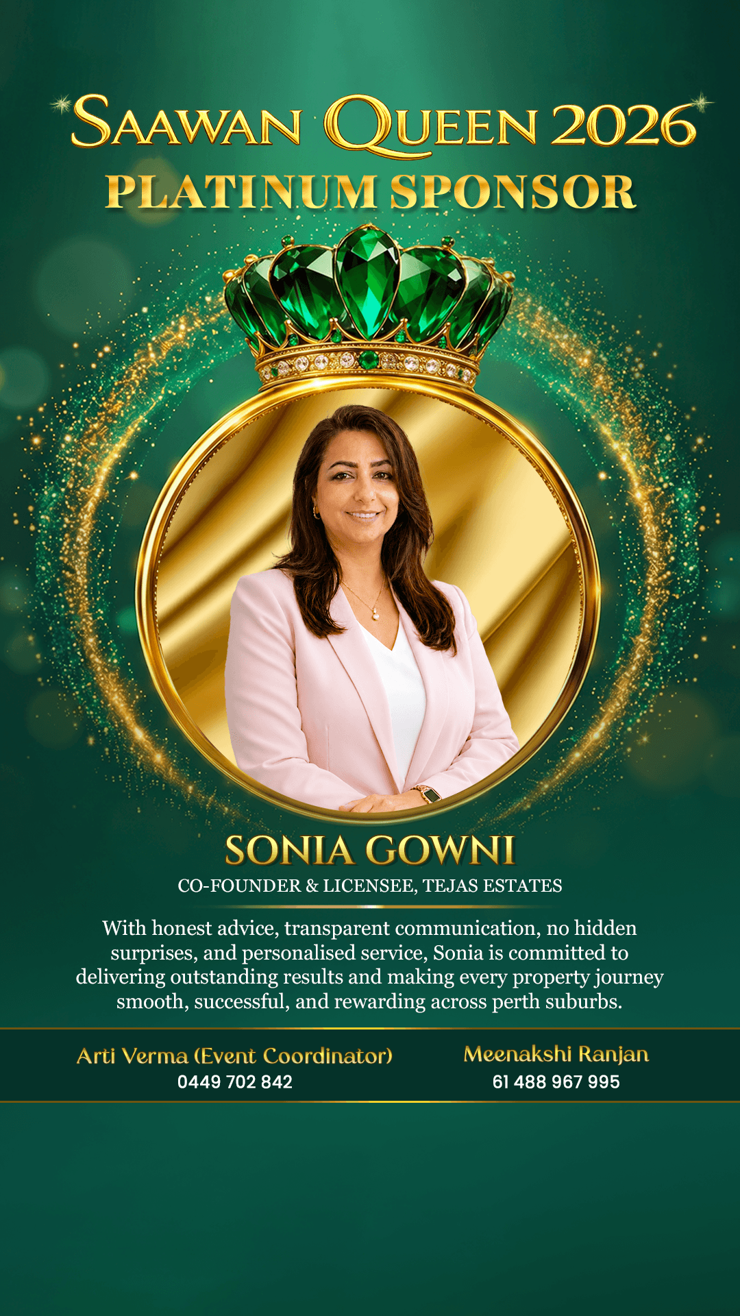 Sonia Gowni — Co-founder & Licensee, Tejas Estates